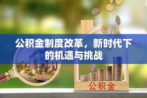 高港公积金制度改革，新时代下的机遇与挑战