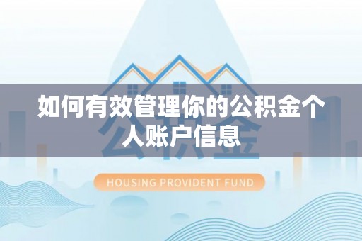 高港如何有效管理你的公积金个人账户信息