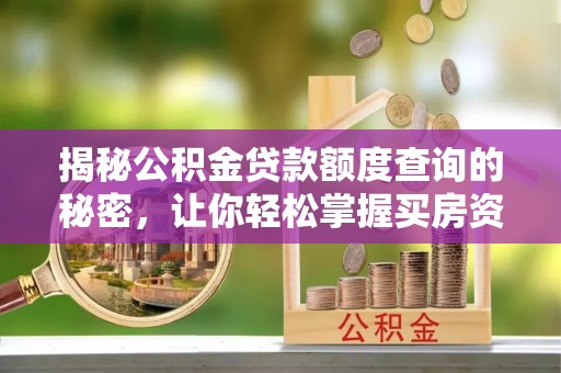 高港揭秘公积金贷款额度查询的秘密，让你轻松掌握买房资金规划